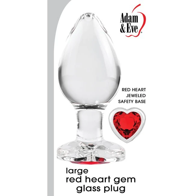 Adam & Eve Red Heart Gem Gl Plug Large - Shape & Comfort