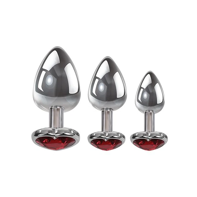 Adam & Eve Three Hearts Gem Anal Plug Set - Graduated Sizing