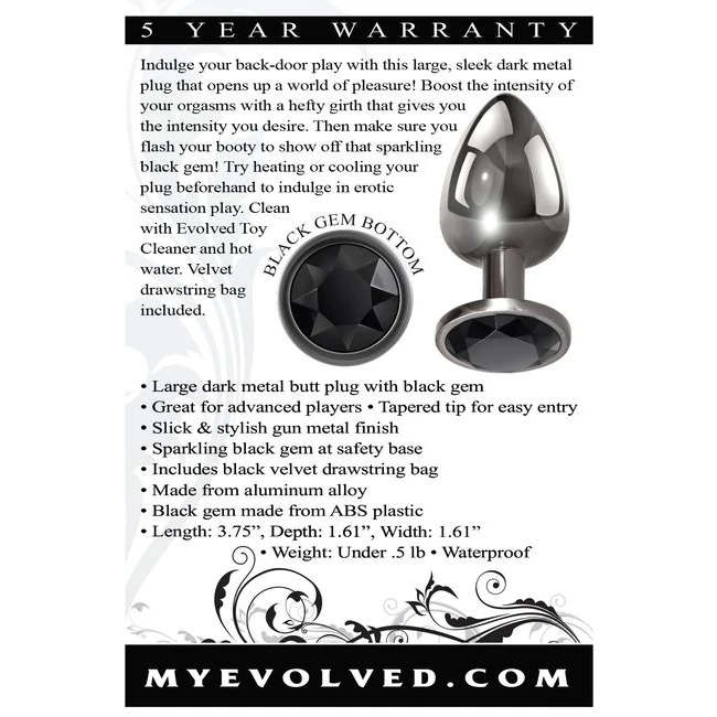 Evolved Gem Black Anal Plug Large - Shape & Comfort