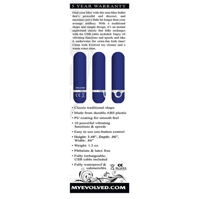 Evolved My Blue Heaven Rechargeable Bullet - Overview