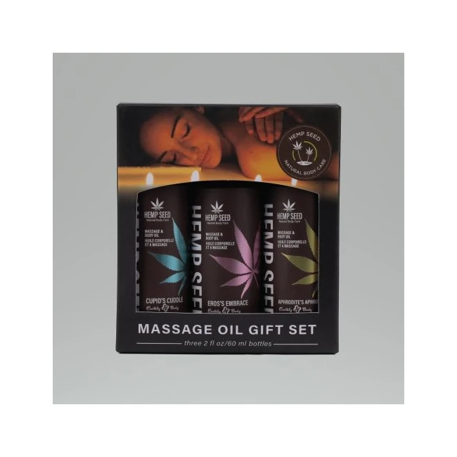 Hemp Seed Valentines 2024 Massage Oil Trio Set - Hemp Seed Valentines 2024 Massage Oil Trio Set by Earthly Body