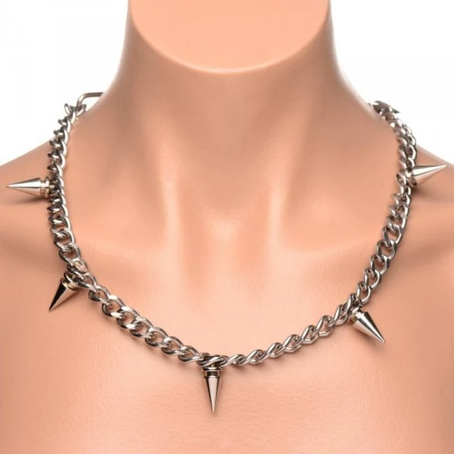 Master Series Punk Spiked Necklace Silver - Hardware & Fasteners