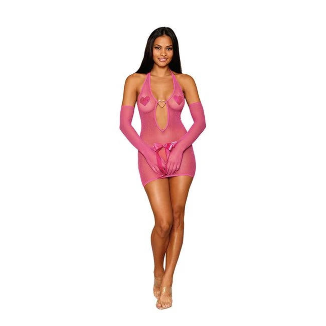 Metallic Fishnet Chemise W/ Glove Restraints Peony - Comfort & Fit