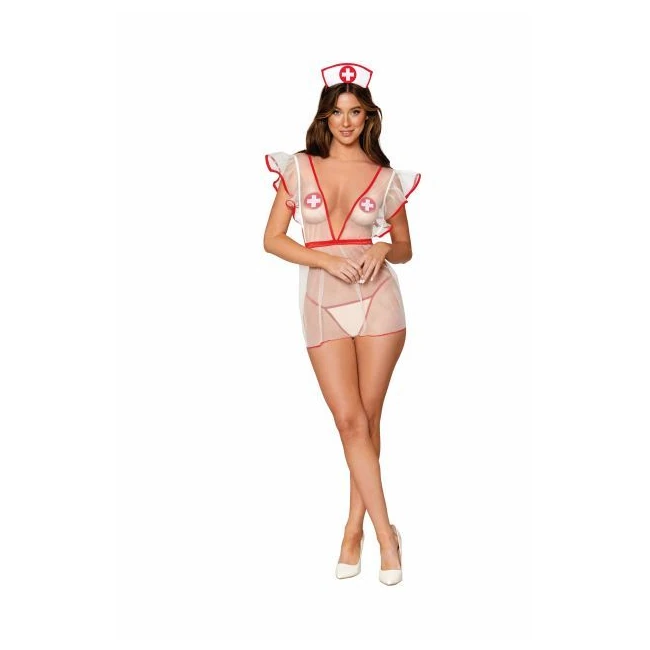 Nurse Me Good Sheer Mesh Nu Apron Set White O/s - Fabric & Feel