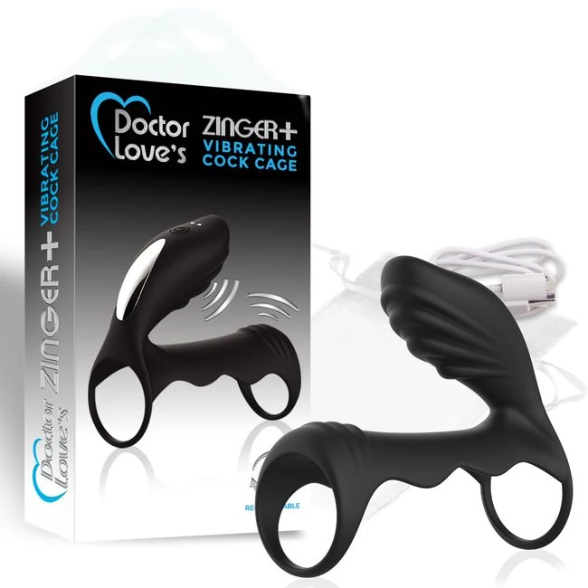 Doctor Love Zinger+ Vibrating Rechargeable Cock Cage Black - Vibration Modes