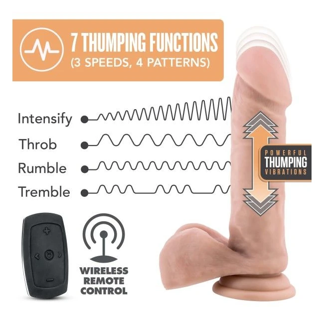 Dr Skin Dr Beckham Silicone 7in Thumping Dildo W/ Remote Vanilla - How It Feels