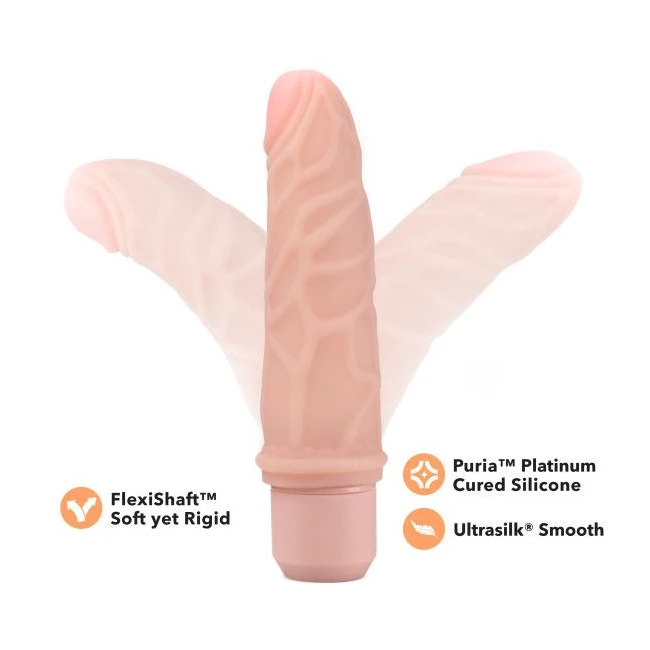 Dr. Skin Silicone Dr. Robert 7 in Vibrating Dildo Beige - Vibration Modes & Control