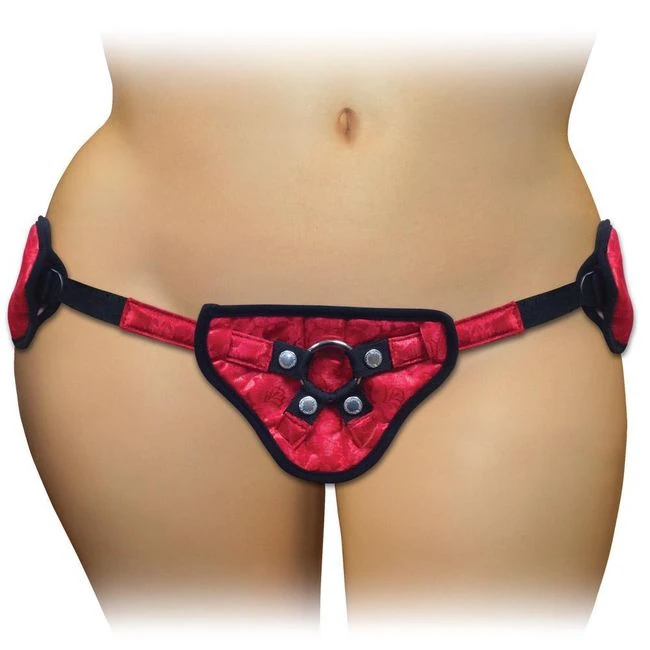 Ss Plus Size Red Satin Corsette Strap-on - Shape & Texture