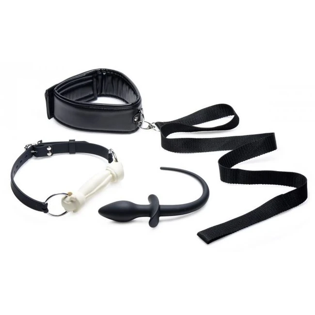 Tailz Puppy Play Set Silico Bone Gag Tail Anal Plug & Collar - Additional Details