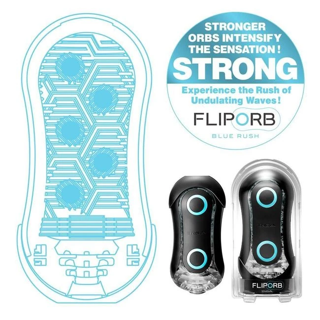 Tenga Flip Orb Strong- Blue Rush - Internal Texture and Stimulation