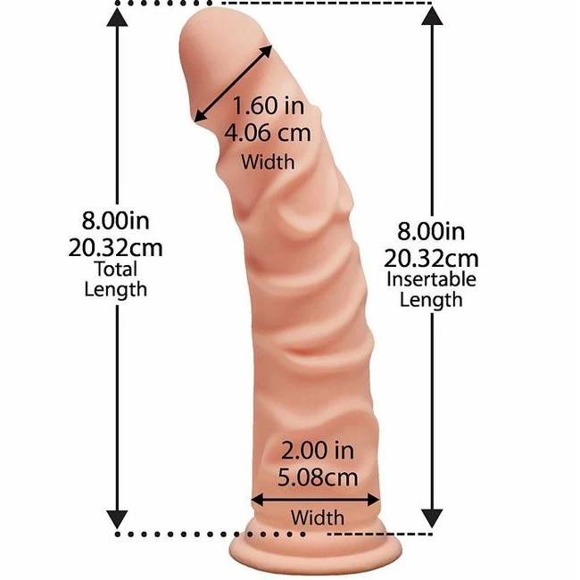 The D Ragin' D 8 Vanilla Beige Ultraskyn Dildo " - Shape & Texture