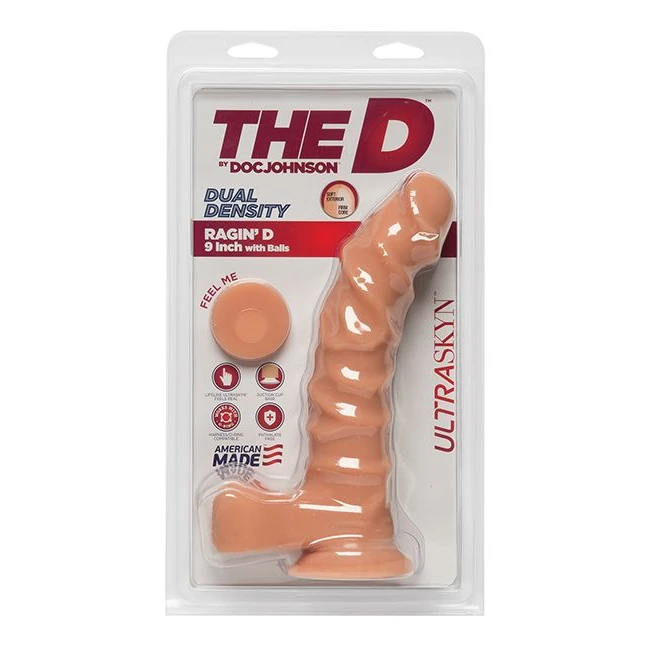 The D Ragin' D 9 in Dildo W Balls Vanilla - Shape & Texture