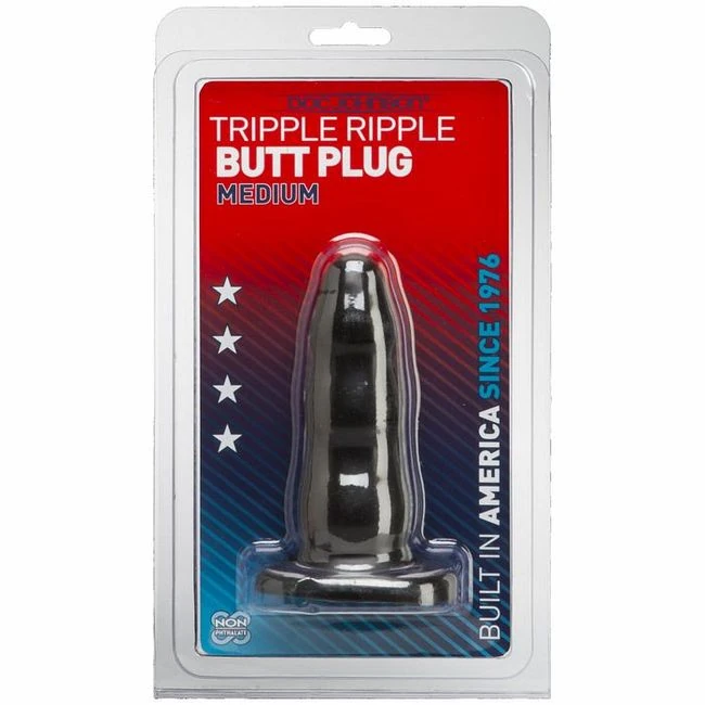 Triple Ripple Butt Plug Blk Med Cd - Experience the Unique Design of the Triple Ripple Butt Plug