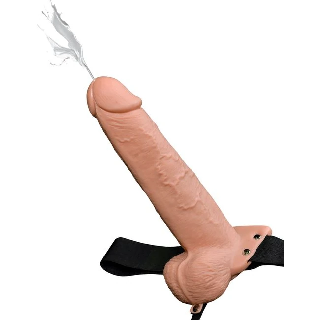 Fetish Fantasy 9 in Hollow Squirting Strap-on W/ Balls Flesh - Material & Feel