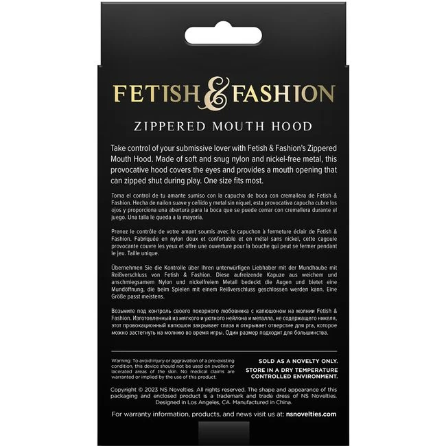 Fetish & Fantasy Zippered Mouth Hood - Design & Features