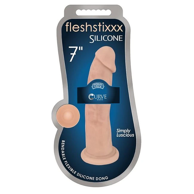 Fleshstixxx 7in Silicone Dong Vanilla - Shape & Texture