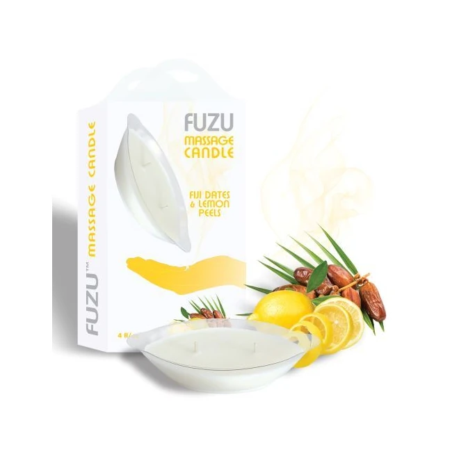 Fuzu Massage Candle Fiji Dates & Lemon Peel 4 Oz - Fuzu Massage Candle Fiji Dates & Lemon Peel by Doctor Love