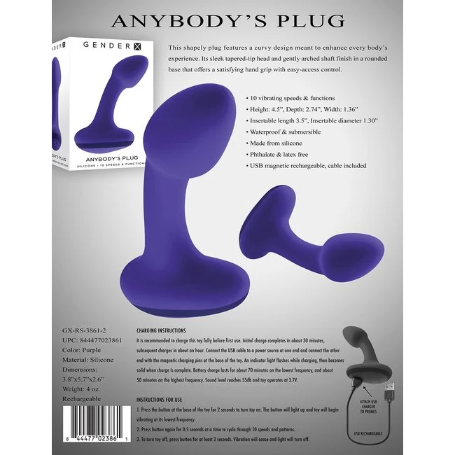 Gender X Anybody's Plug - Vibration Modes