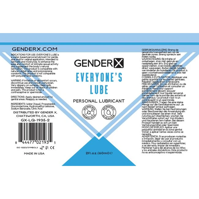Gender X Everyones Lube - Formula & Feel