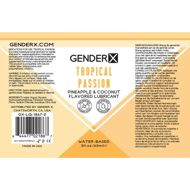 Gender X Tropical Passion Lube Flavored - Flavor Profile & Usage