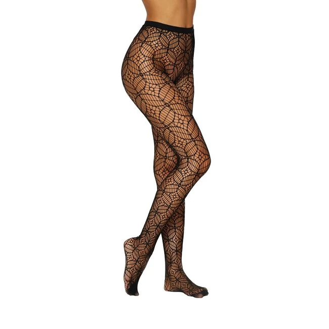 Geometric Design Pantyhose Black O/s - Fabric & Feel