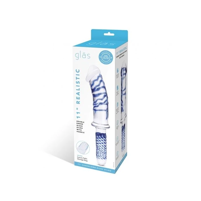 Glas 11in Realistic Double Ended Dildo W/ Handle - Shape & Texture