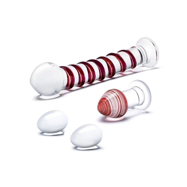 Glas 4pc Mr Swirly Set W/ Glass Kegal Balls & Butt Plug - Designed for Ease of Use and Safety