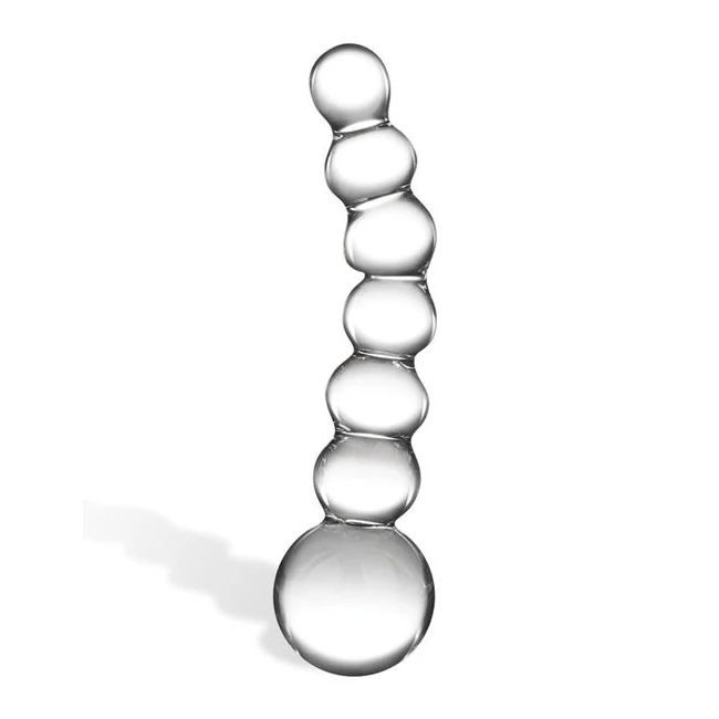 Glas 5 Curved Glass Beaded Dildo " - Overview