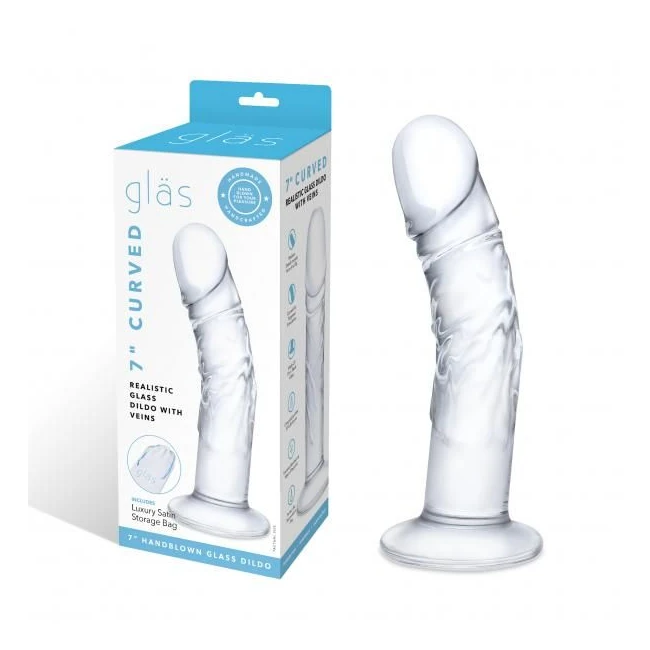 Glas 7 Curved Realistic Glass Dildo W Veins " - Shape & Texture