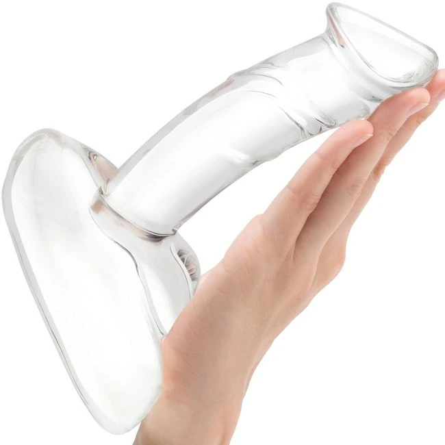 Glas 7.5in Rideable Standing Glass Cock W/ Stability Base - Shape & Texture