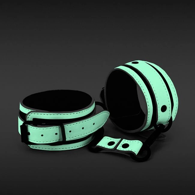 Glo Bondage Ankle Cuffs Green - Hardware & Fasteners