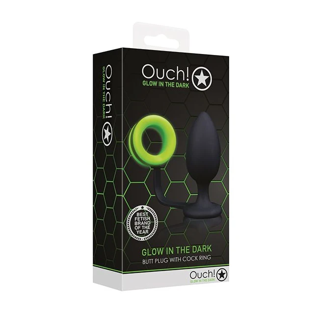 Glow Butt Plug W/ Cock Ring - Experience Intense Dual Stimulation with the Glow Butt Plug & Cock Ring
