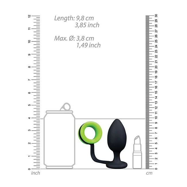 Glow Butt Plug W/ Cock Ring - Glow-in-the-Dark Features