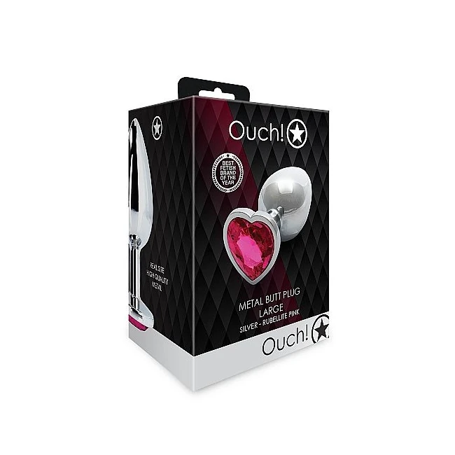 Heart Gem Butt Plug Large Silver Rubellite Pink - Elegant Design and Premium Materials