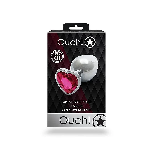 Heart Gem Butt Plug Large Silver Rubellite Pink - Ergonomic Fit and Ease of Use