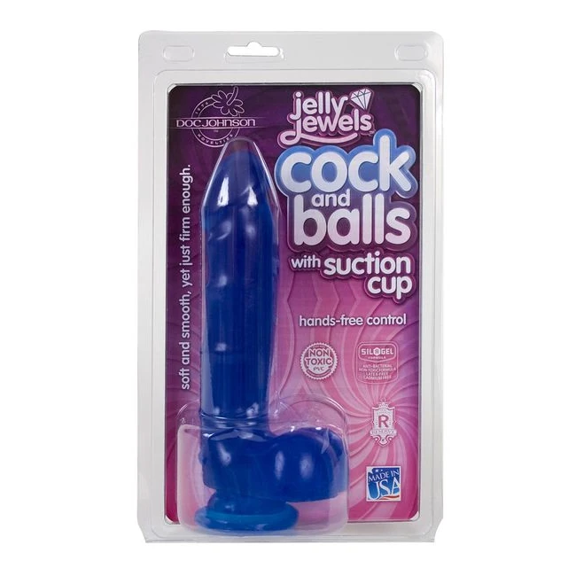 Jelly Cock & Balls Suction Cup Blue - Shape & Texture