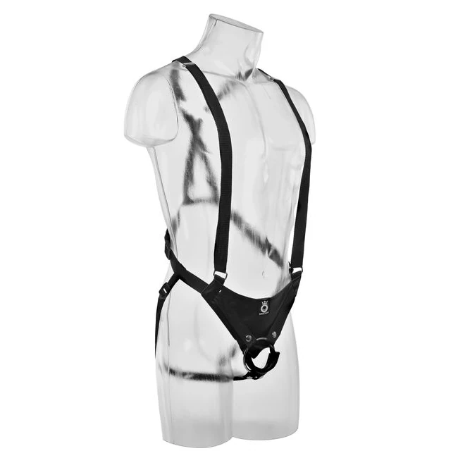 King Cock 10 in Hollow Strap on Suspender System Light/ Black - Material Feel & Construction