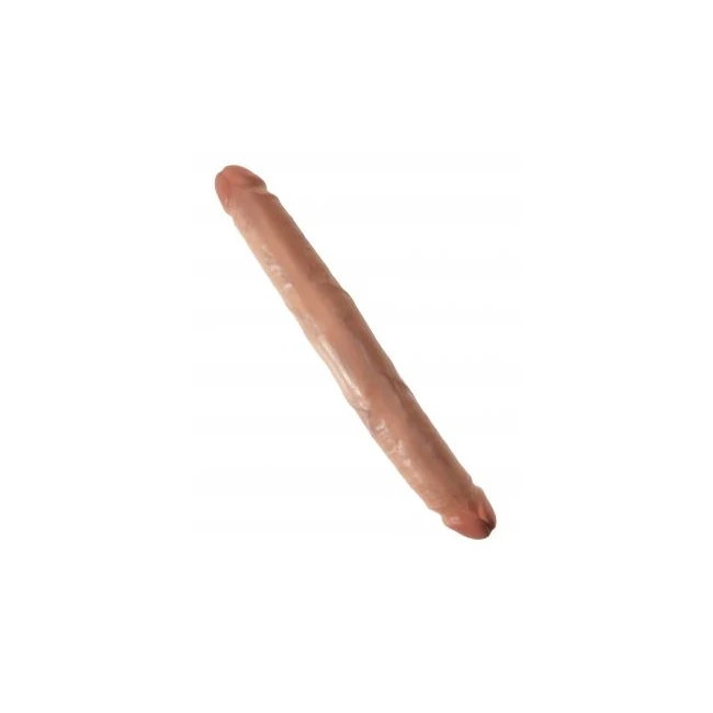 King Cock 12 in Slim Double Dildo Tan - Shape & Texture