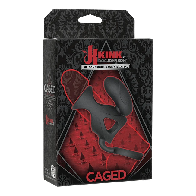 Kink Caged Silicone Cock Cage Vibrating Black - Shape & Texture