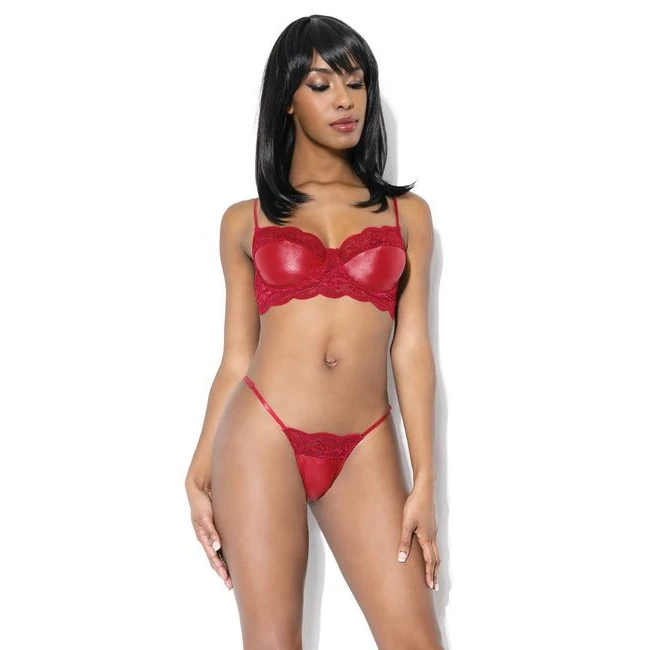 Lace & Matte Wetlook Bra G-string Merlot - Fit & Sizing