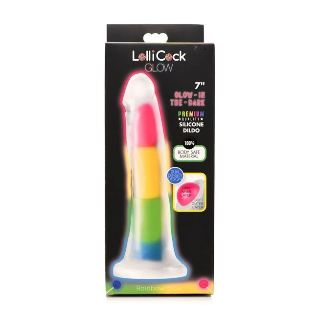 Lollicock Glow in the Dark Rainbow Silicone Dildo - Shape & Texture