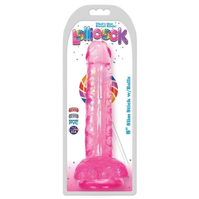 Lollicock 8 Slim Stick W/balls Cherry Ice " - Shape & Texture
