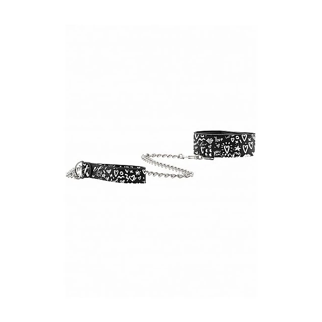 Love Street Art Fashion Collar W/ Leash Black - Hardware & Fasteners
