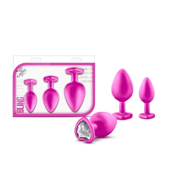 Luxe Bling Plugs Training Kit Pink w/ White Gems by Blush Novelties ...