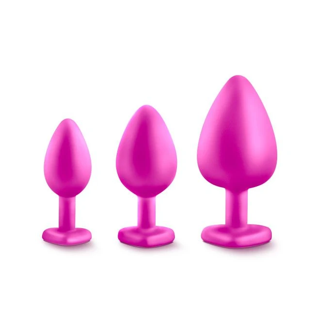 Luxe Bling Plugs Training Kit Pink W/white Gems - Shape & Comfort