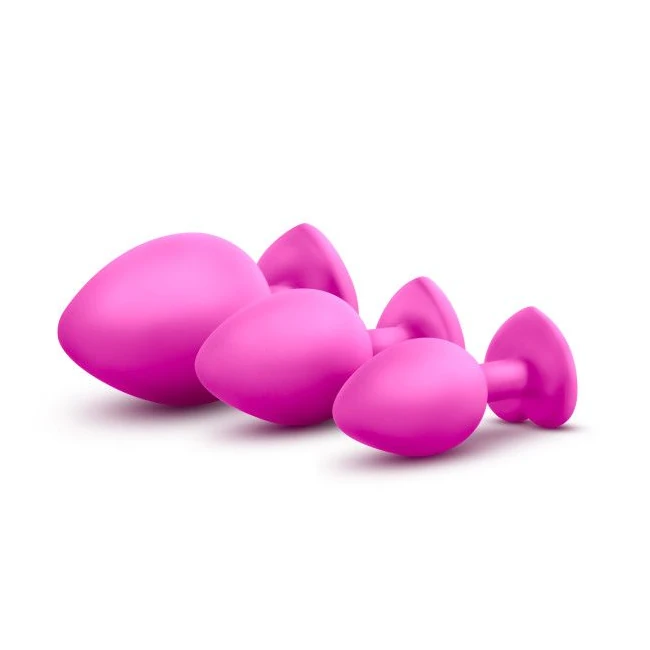 Luxe Bling Plugs Training Kit Pink W/white Gems - Graduated Sizing & Usage