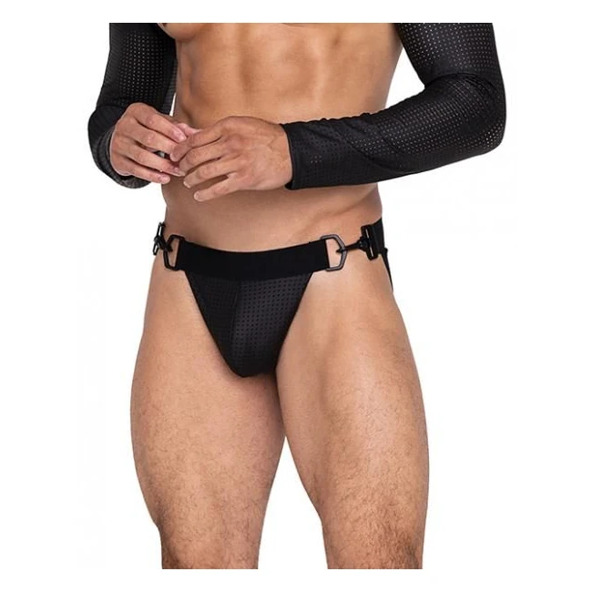 Master Jockstrap W/hook & Ring Closure & Contoured Pouch Black - Key Details
