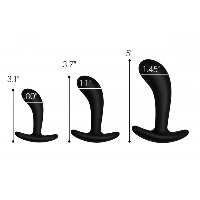 Master Series Dark Delights 3pc Curved Silicone Anal Trainer Set - Graduated Sizing