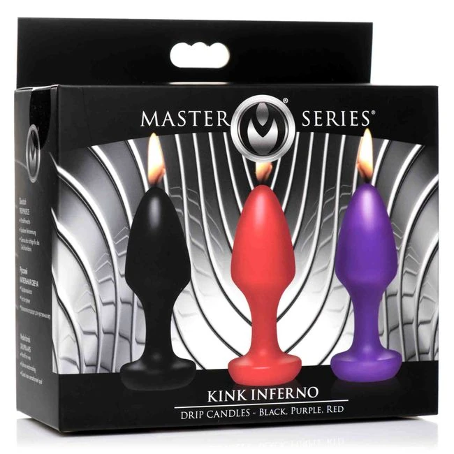 Master Series Kink Inferno Drip Candles Black Purple Red - Product Features