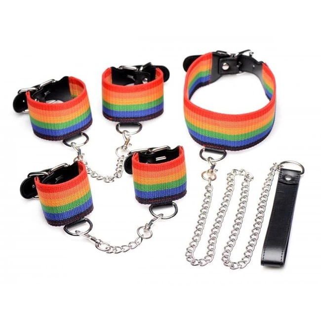 Master Series Kinky Pride Rainbow Bondage Set - Contents